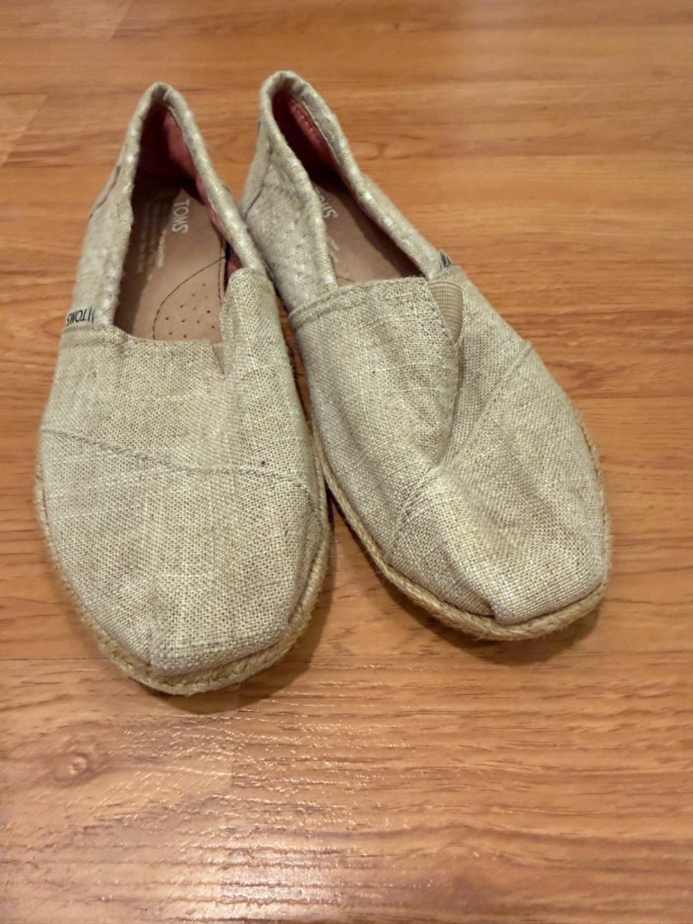 Summer Flats Burlap Beige Aztec TOMS Natural Linen Slip-On Espadrilles